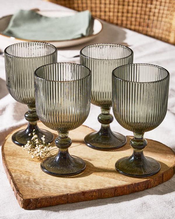 dibor Palermo Grey Ribbed Wine Goblet
