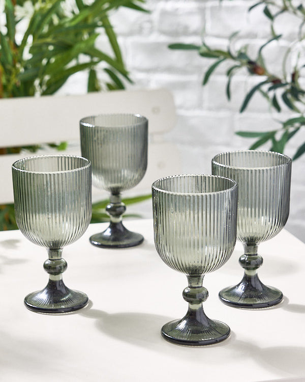 dibor Palermo Grey Ribbed Wine Goblet
