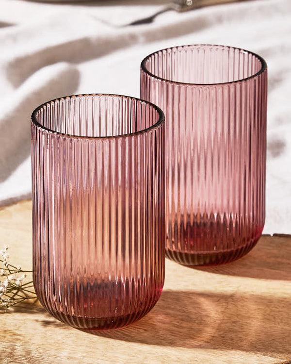 Dibor Palermo Pink Ribbed Highball Tumbler