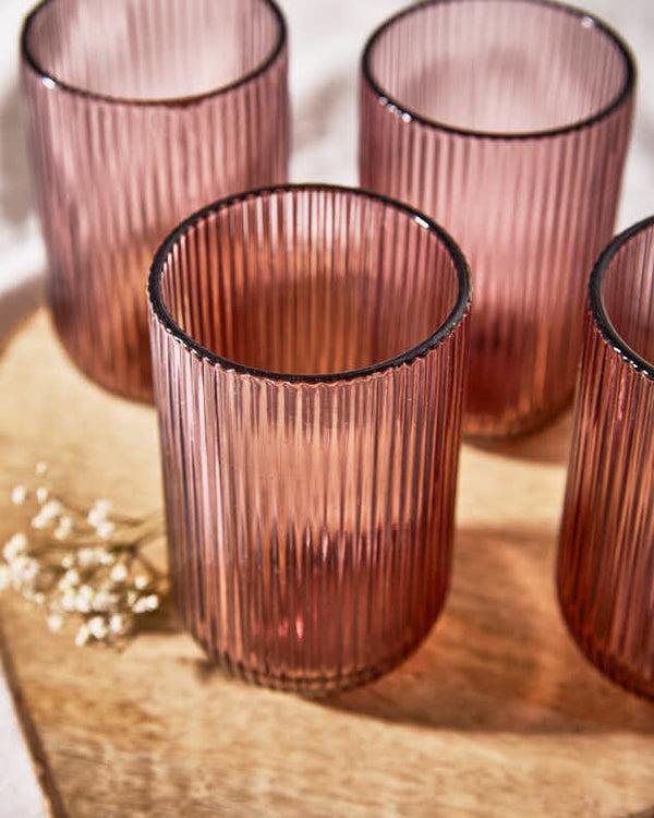 Dibor Palermo Pink Ribbed Highball Tumbler