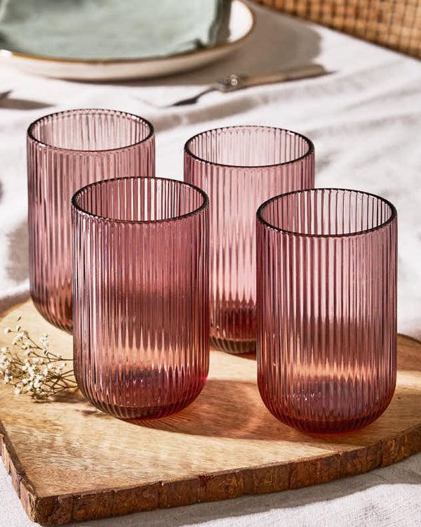 dibor Palermo Pink Ribbed Highball Tumbler