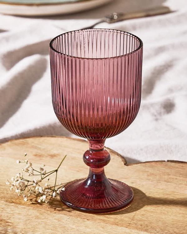 Dibor Palermo Pink Ribbed Wine Goblet