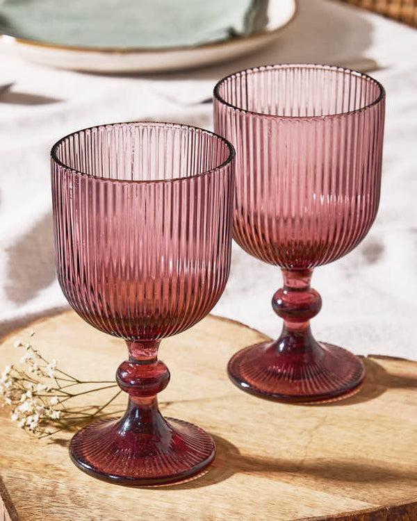 Dibor Palermo Pink Ribbed Wine Goblet