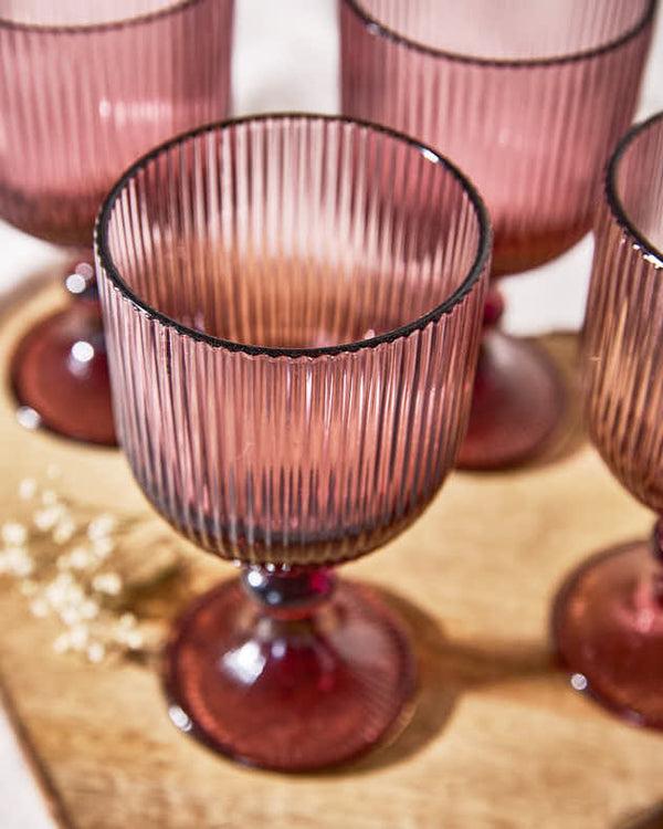 Dibor Palermo Pink Ribbed Wine Goblet