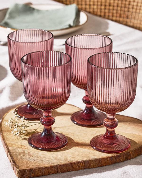 dibor Palermo Pink Ribbed Wine Goblet