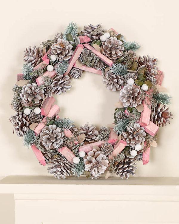 Dibor Pastel Pink Driftwood Door Wreath 33cm