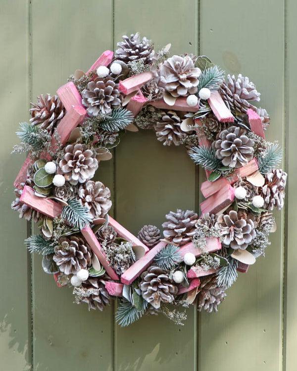 dibor Pastel Pink Driftwood Door Wreath 33cm