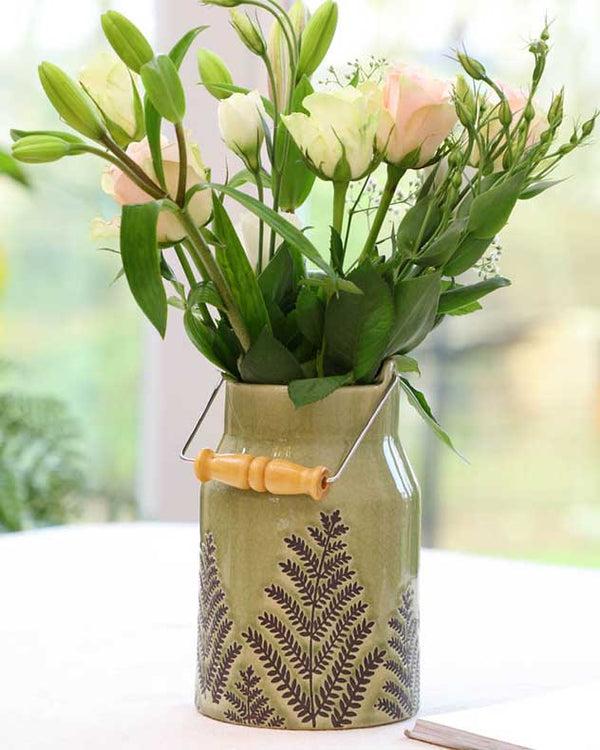 Dibor Pear Green Fern Churn Vase