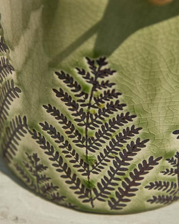 Dibor Pear Green Fern Churn Vase