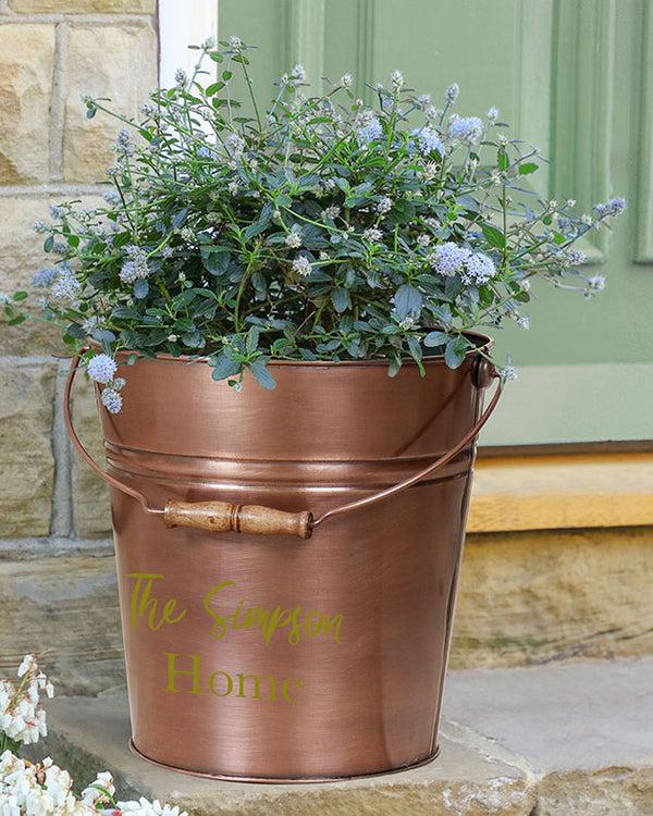 Dibor Personalised Copper Bucket Planter Gift
