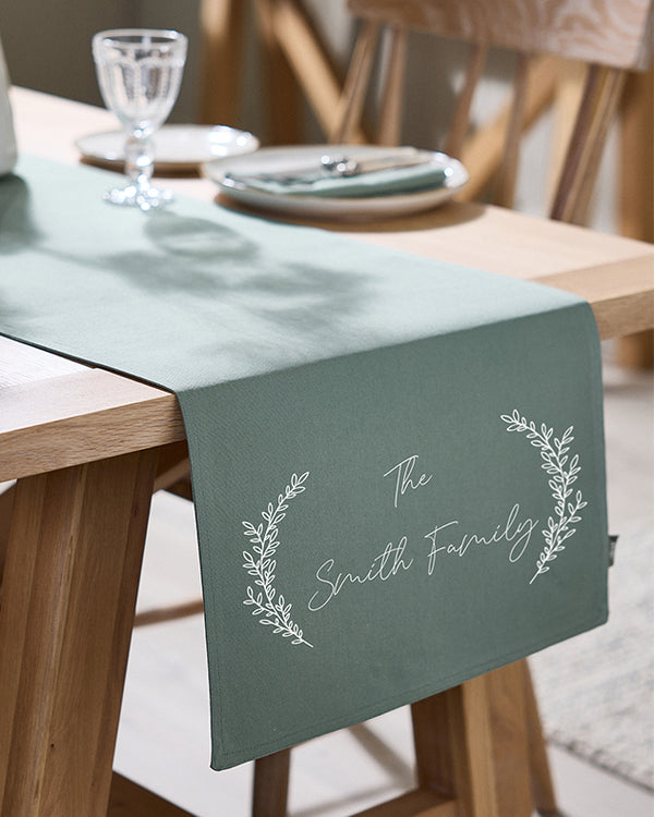 dibor Personalised Forest Green Table Runner