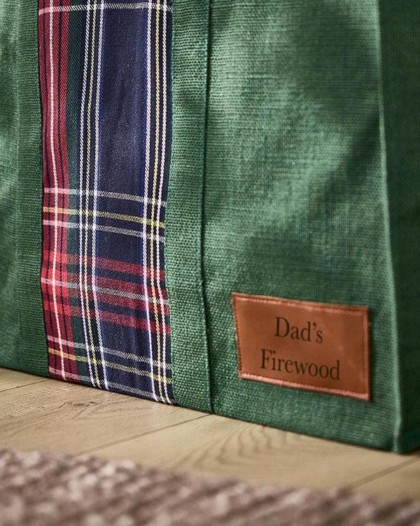 Dibor Personalised Green Tartan Jute Log Fire Bag