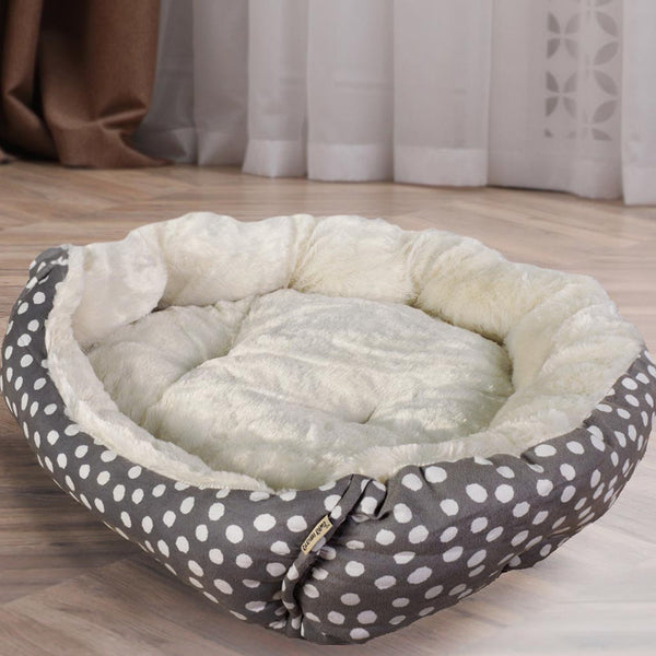 Dibor Personalised Grey & White Fluffy Polka Dot Bed
