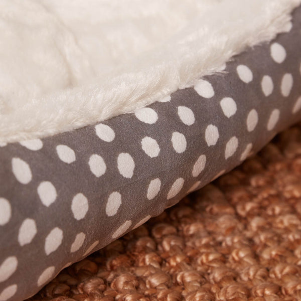 Dibor Personalised Grey & White Fluffy Polka Dot Bed