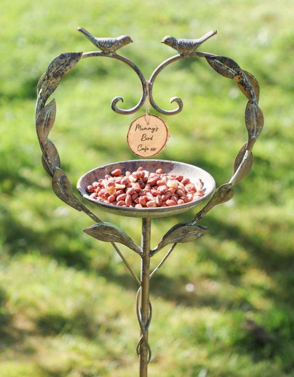 dibor Personalised Heart Bird Dish on Stand