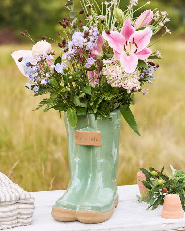 dibor Personalised Large Green Welly Planter