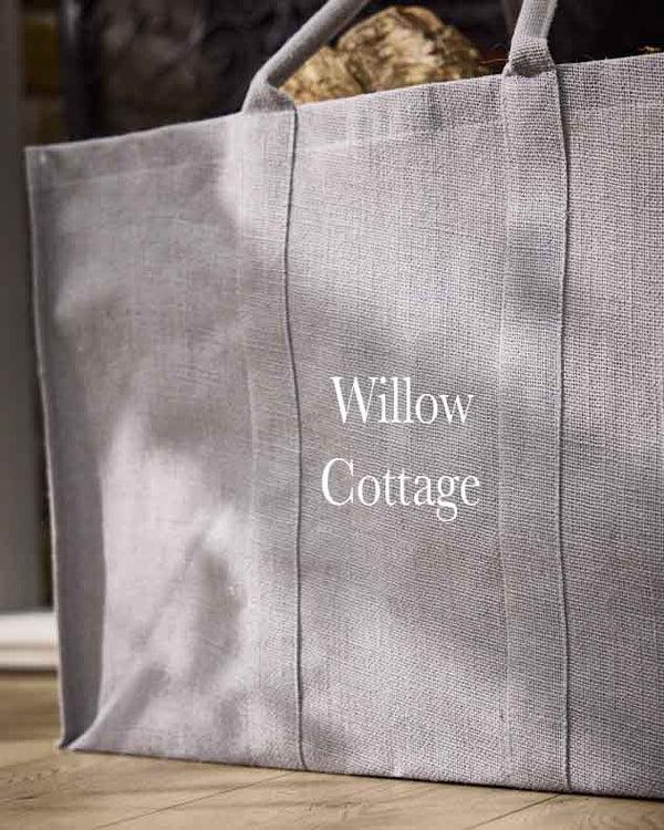 Dibor Personalised Large Grey Jute Log Carrier