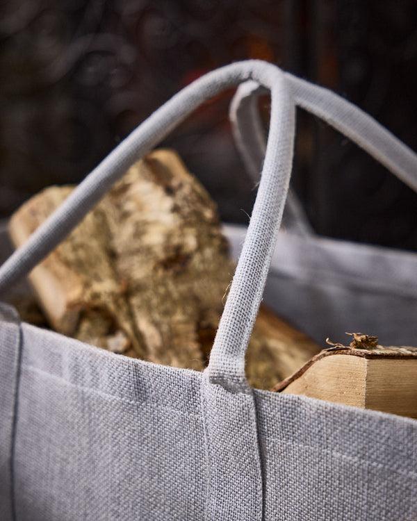 Dibor Personalised Large Grey Jute Log Carrier