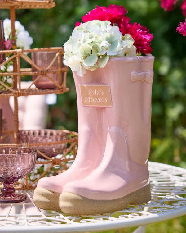 dibor Personalised Large Pink Welly Planter