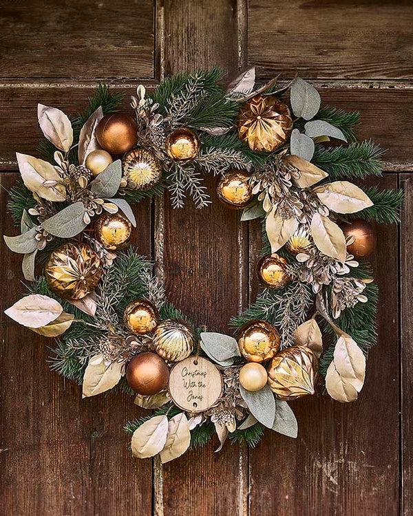 dibor Personalised Metallic Bauble Wreath