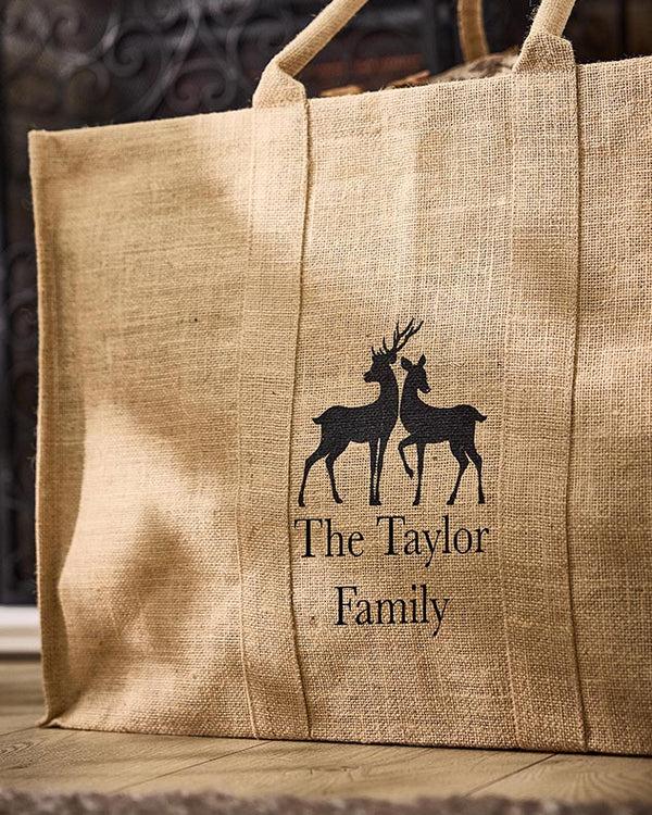 Dibor Personalised Natural Deer Jute Log Carrier