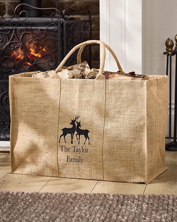 Dibor Personalised Natural Deer Jute Log Carrier