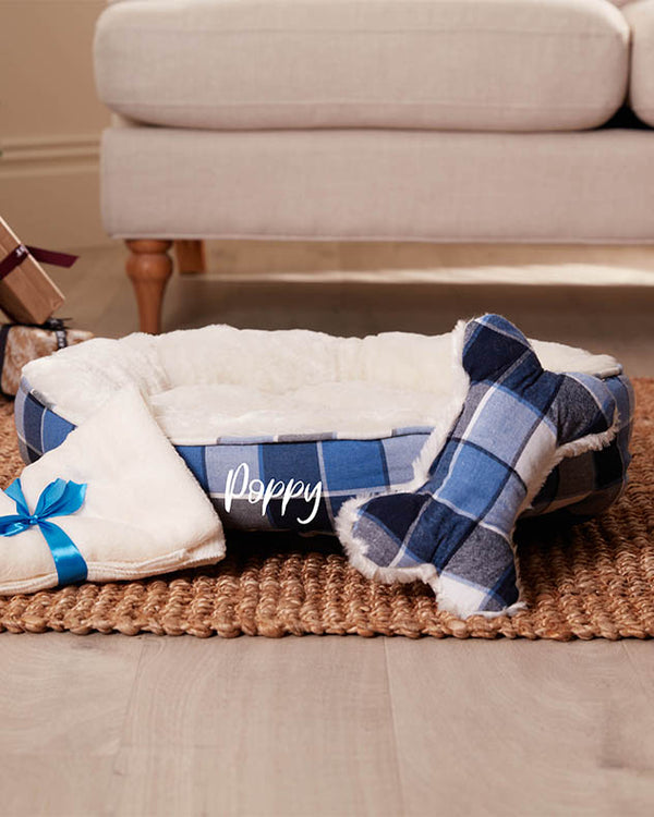 Dibor Personalised Plush Plaid Pet Bed