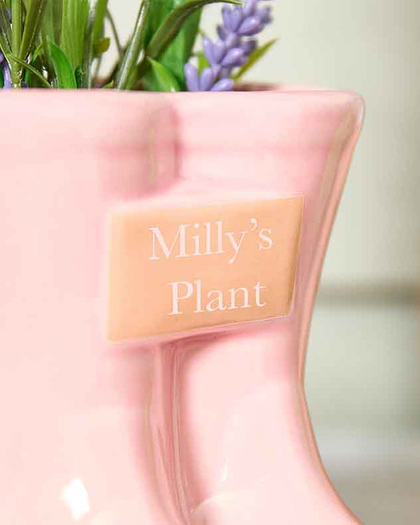 Dibor Personalised Small Pink Welly Planter
