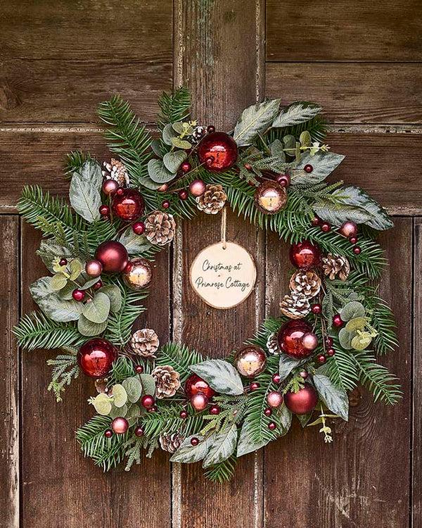 dibor Personalised Waverley Red Bauble Wreath