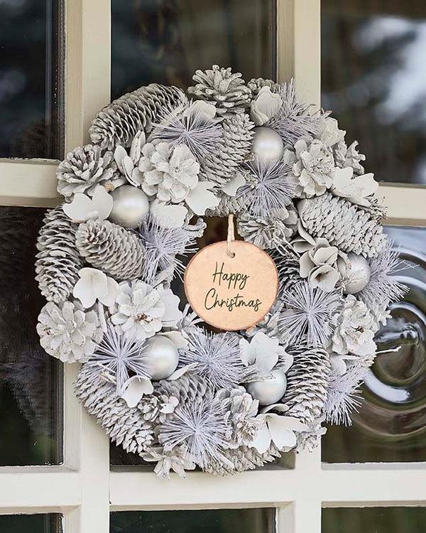 dibor Personalised White Frosted Wreath