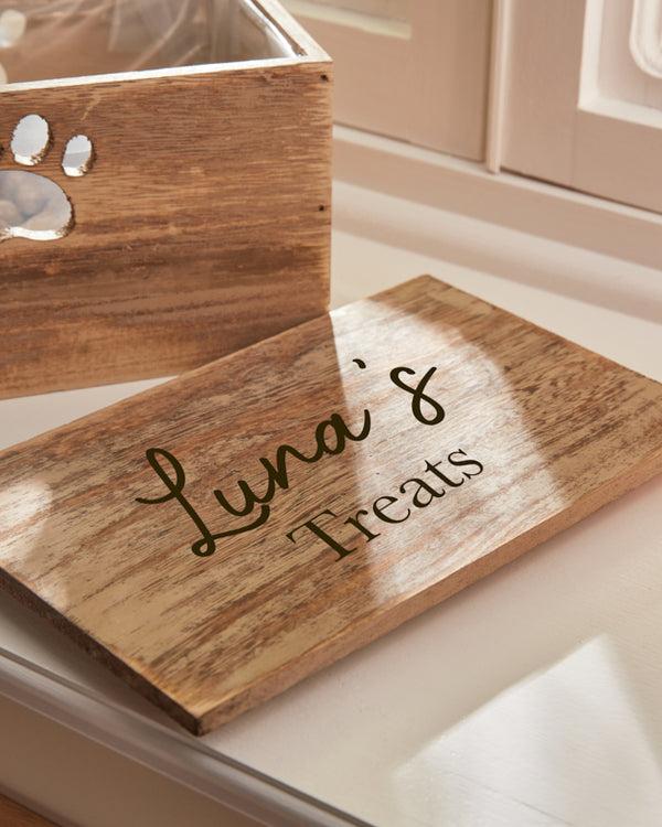 Dibor Personalised Wooden Pet Treat Box With Lid