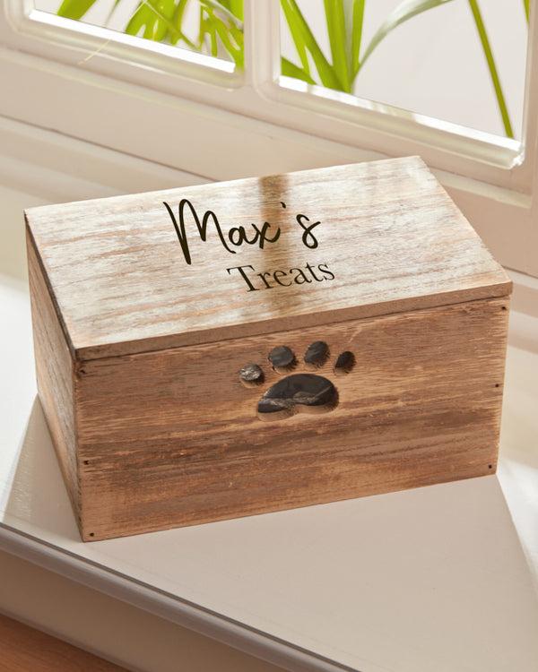 Dibor Personalised Wooden Pet Treat Box With Lid