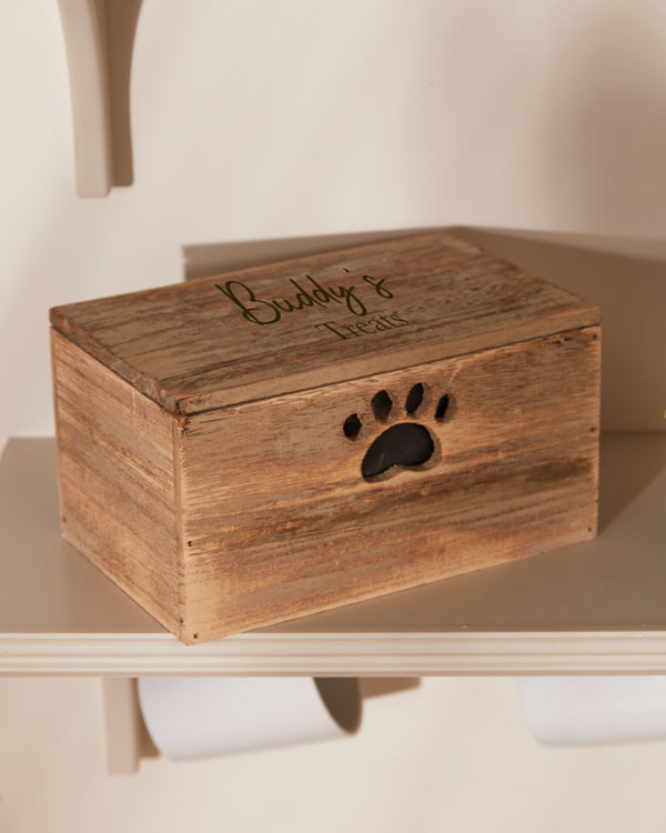 Dibor Personalised Wooden Pet Treat Box With Lid