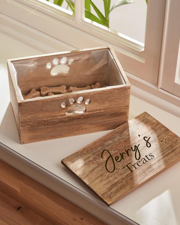 dibor Personalised Wooden Pet Treat Box With Lid