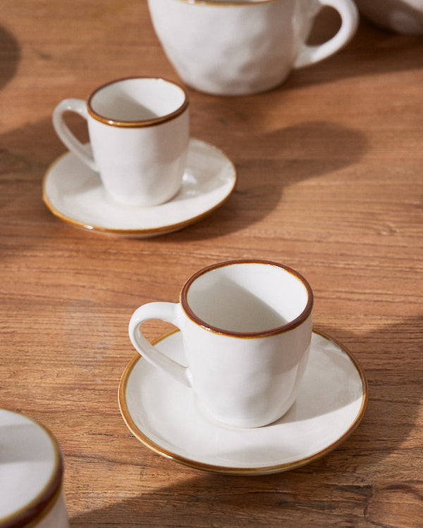 dibor Petra Ivory Ceramic Cup & Saucer