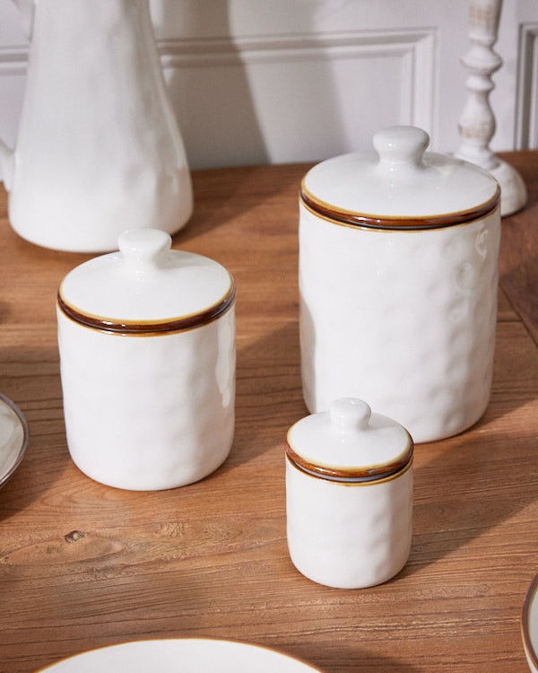 dibor Petra Ivory Ceramic Jars