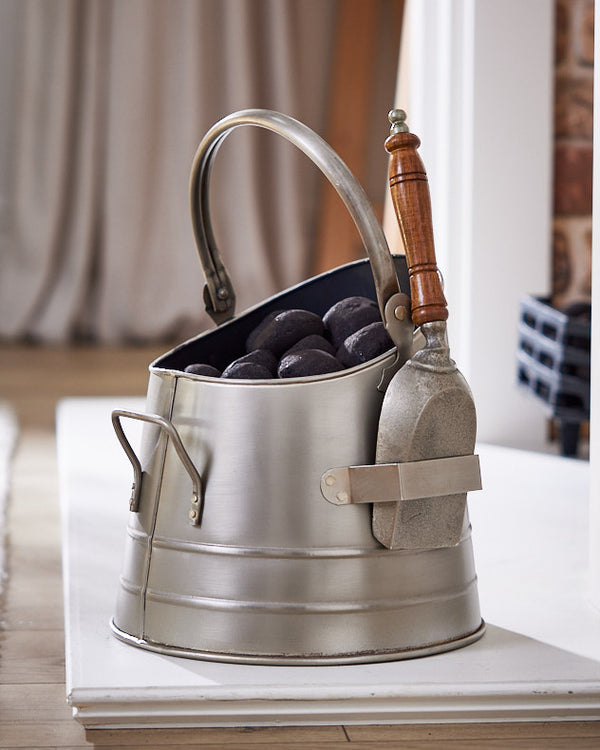 dibor Pewter Coal Bucket & Shovel