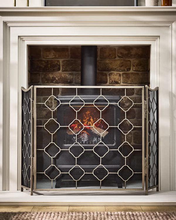 Dibor Pewter Marrakesh Fire Screen