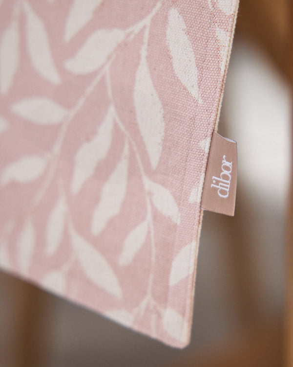 Dibor Pink Leaf Cotton Table Runner