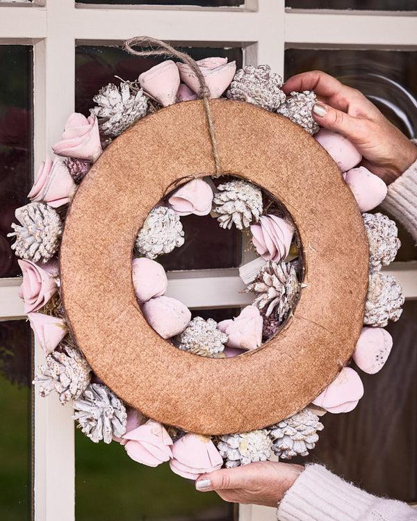 Dibor Pink Roses Wreath 38cm