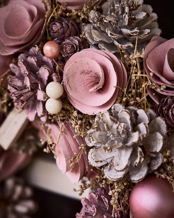 Dibor Pink Roses Wreath 38cm
