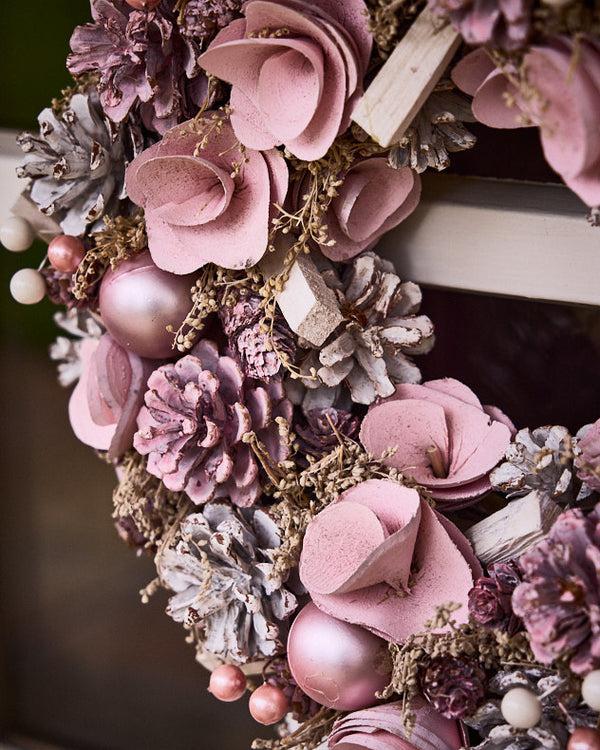Dibor Pink Roses Wreath 38cm