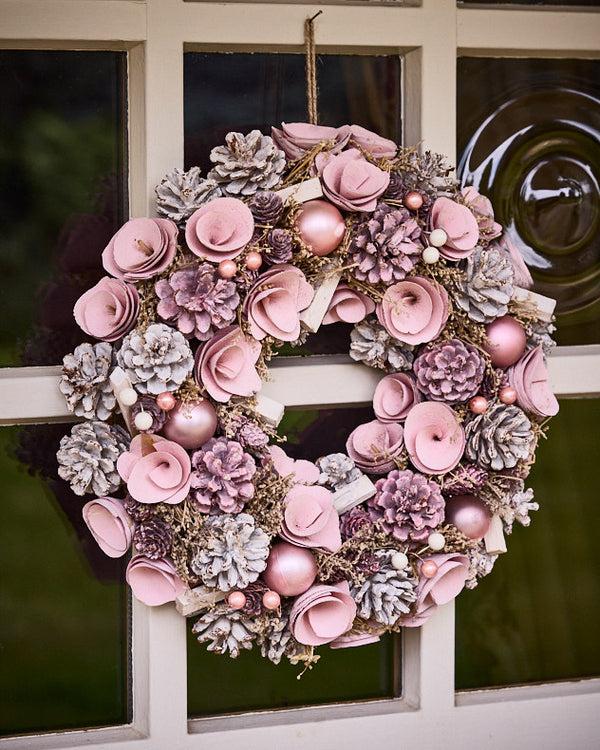 dibor Pink Roses Wreath 38cm