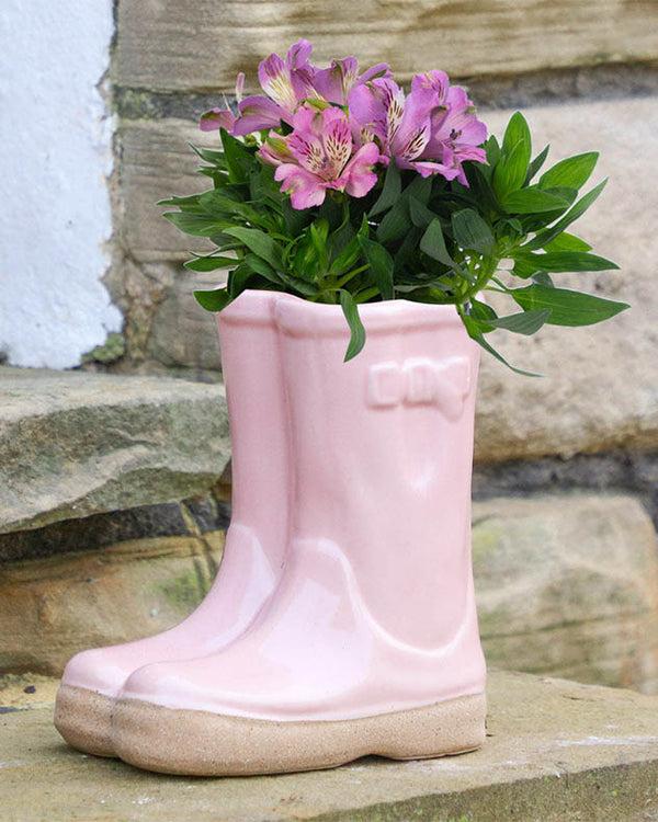 Dibor Pink Wellington Boots Planter