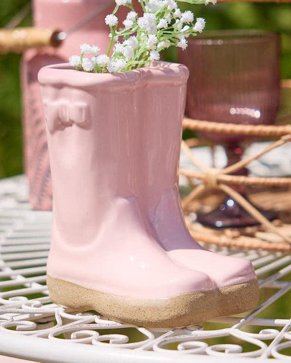 dibor Pink Wellington Boots Planter