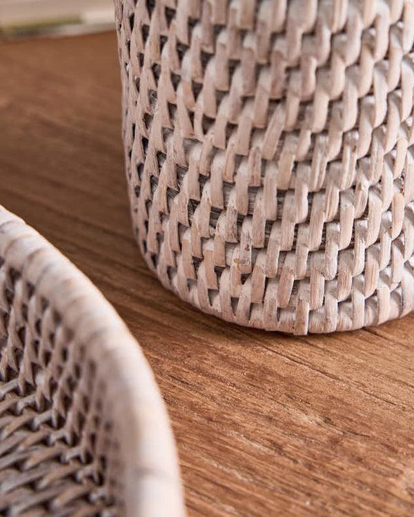 Dibor Premium White Rattan Pen Pot