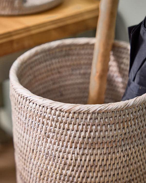 Dibor Premium White Rattan Umbrella Stand