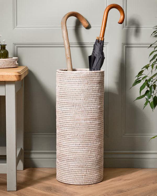 dibor Premium White Rattan Umbrella Stand