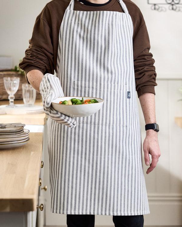 dibor Pyreneés Grey Stripe Cotton Apron