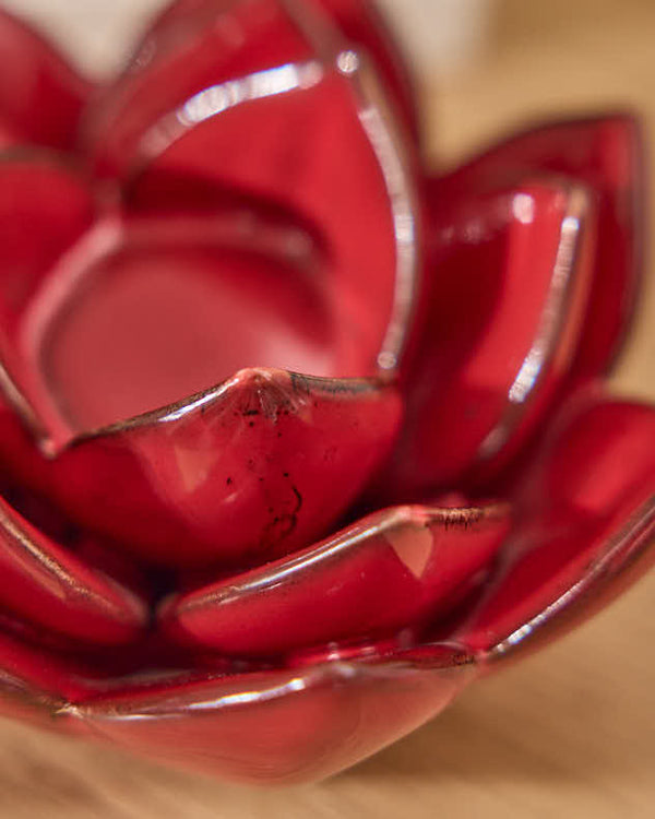 Dibor Red Lotus Flower Tealight Holder